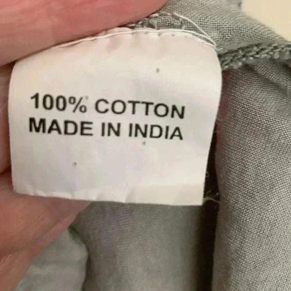 ANNMAI 100% cotton, lightweight, roomy tunic w embroidery and trim, light grey - Picture 7 of 8